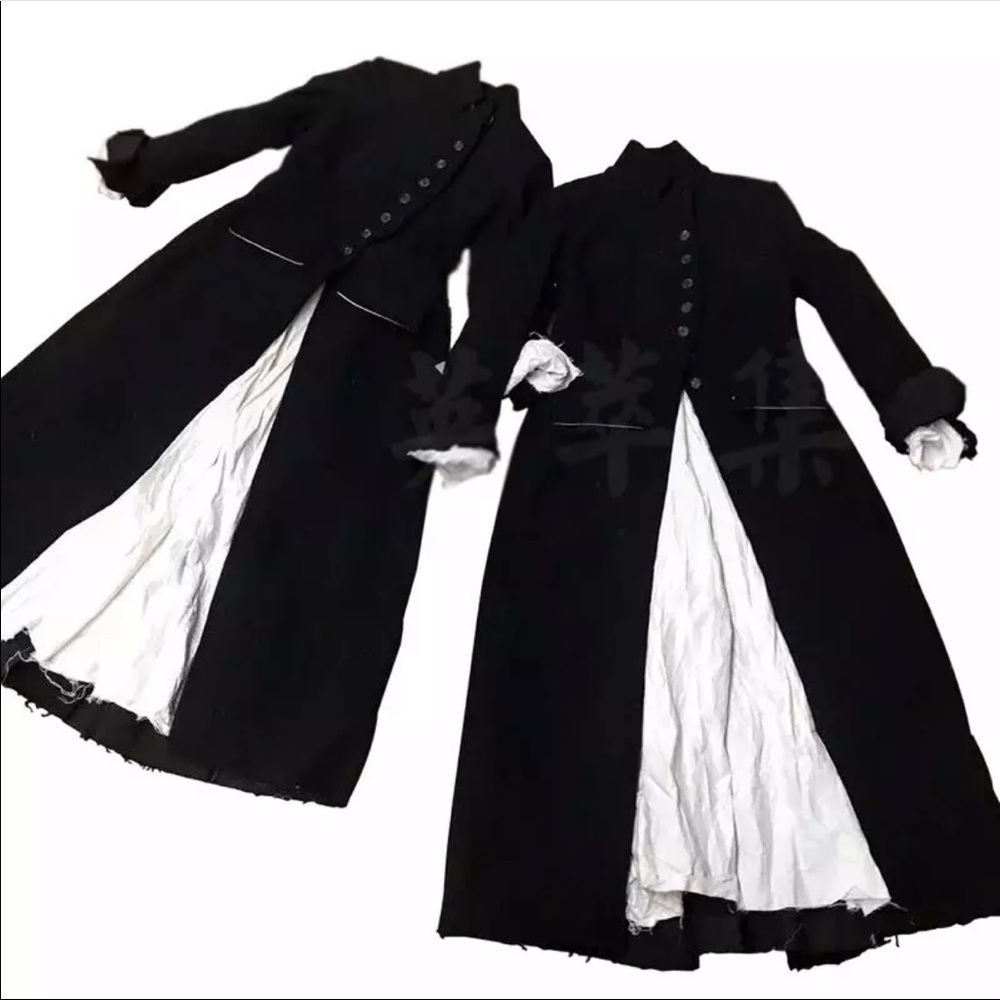 Black Pleated Wool Coat